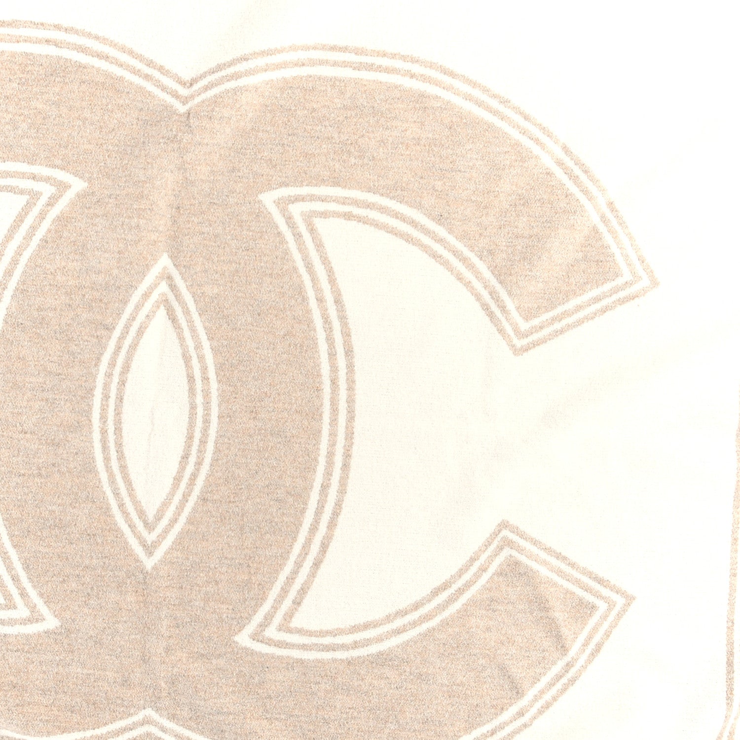 Chanel Wool Cashmere CC Throw Blanket Beige White 2 of 3