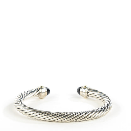 David Yurman Sterling Silver 14K Yellow Gold Black Onyx 7mm Cable Classics Bracelet 3 of 5