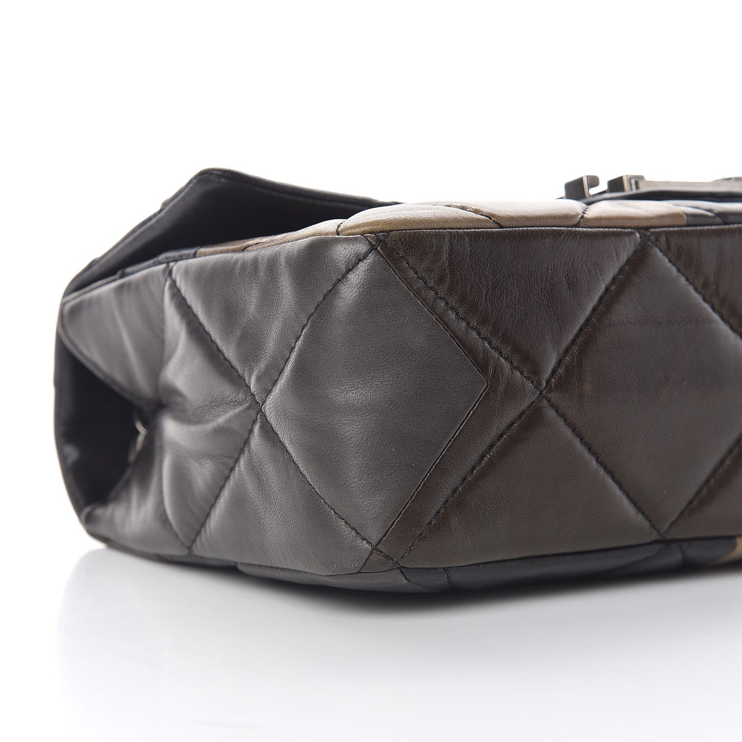 Lambskin Quilted Patchwork Boy Flap Brown