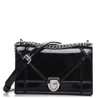Christian Dior Patent Medium Diorama Flap Bag Black 1 of 9