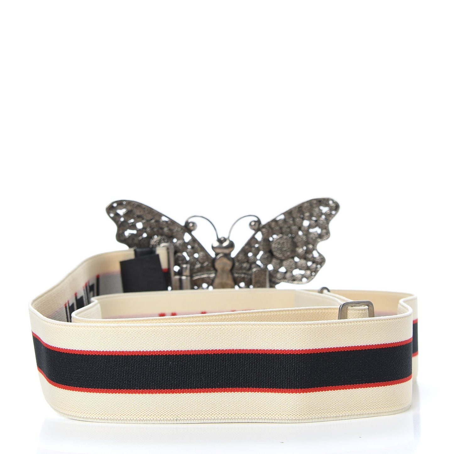 Jacquard Crystal Stripe Butterfly Belt 105 42 White