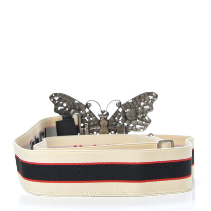 Gucci Jacquard Crystal Stripe Butterfly Belt 105 42 White 2 of 3