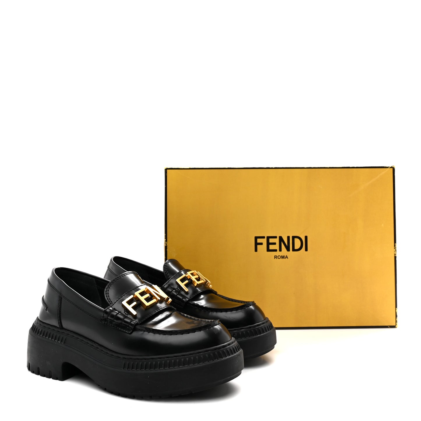 Vitello Abrasivato Fendigraphy 50mm Loafers 37 Black
