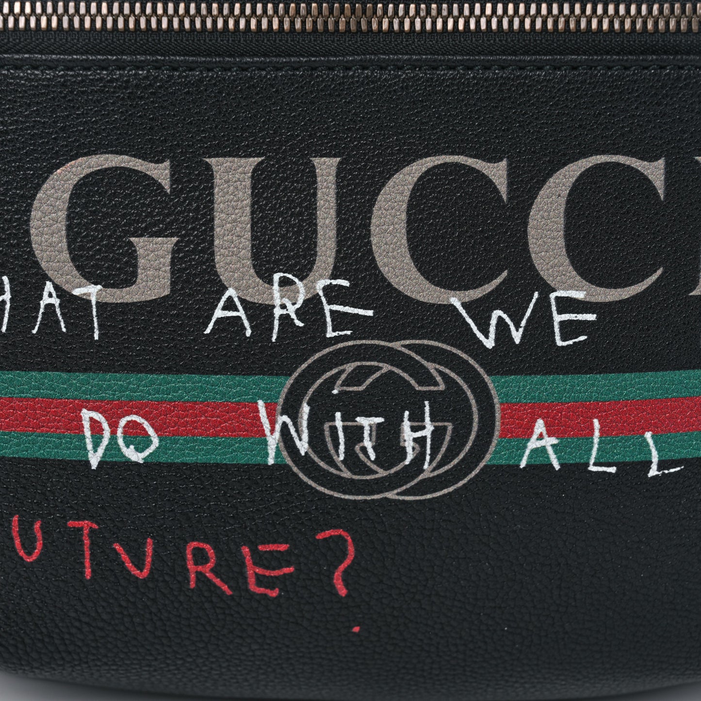 Grained Calfskin Coco Capitan Logo Belt Bag Black