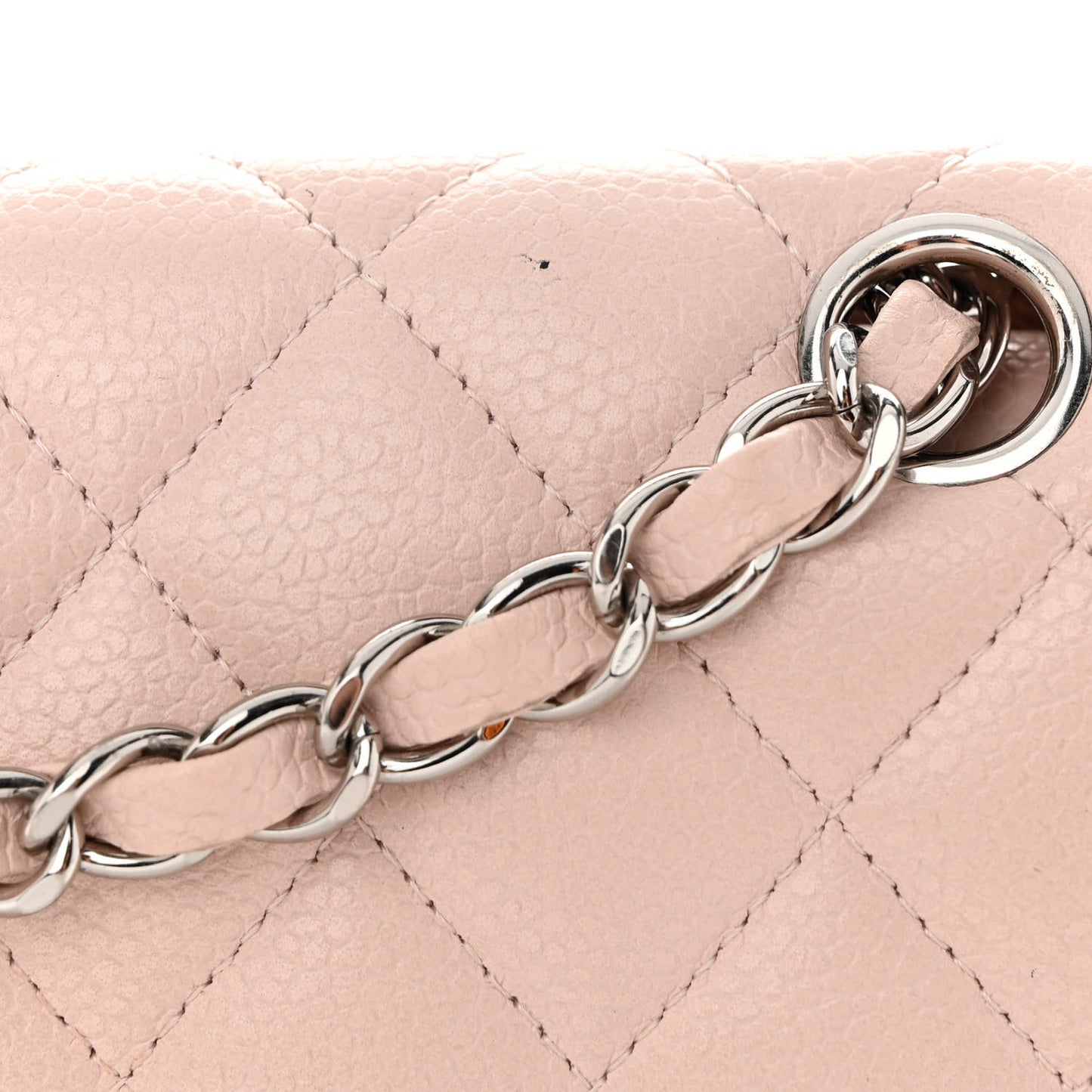 Caviar Quilted Medium Double Flap Light Pink