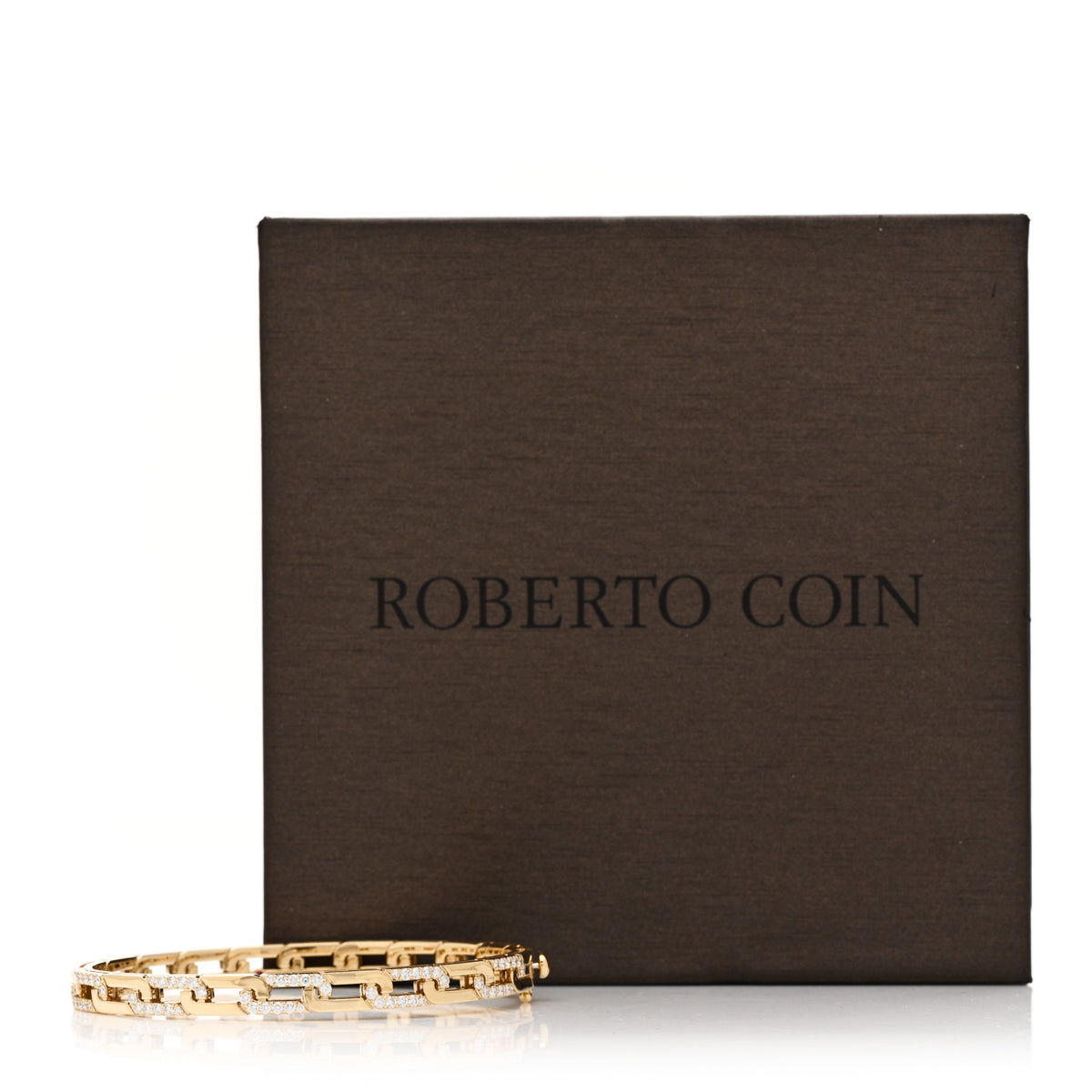18K Yellow Gold Diamond Slim Navarra Bangle Bracelet
