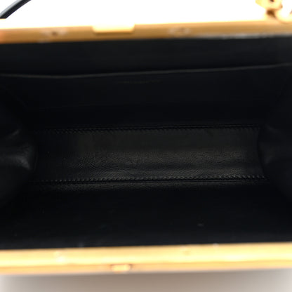 Saint Laurent Nappa Patent Calfskin Two-Toned Gaia Shoulder Bag Sea Salt Black 5 of 9