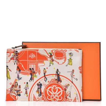 Hermes Technical Silk Ex-Libris Les Parisiennes Silky Pocket Cosmetic Case Geranium Nata Gold 7 of 7