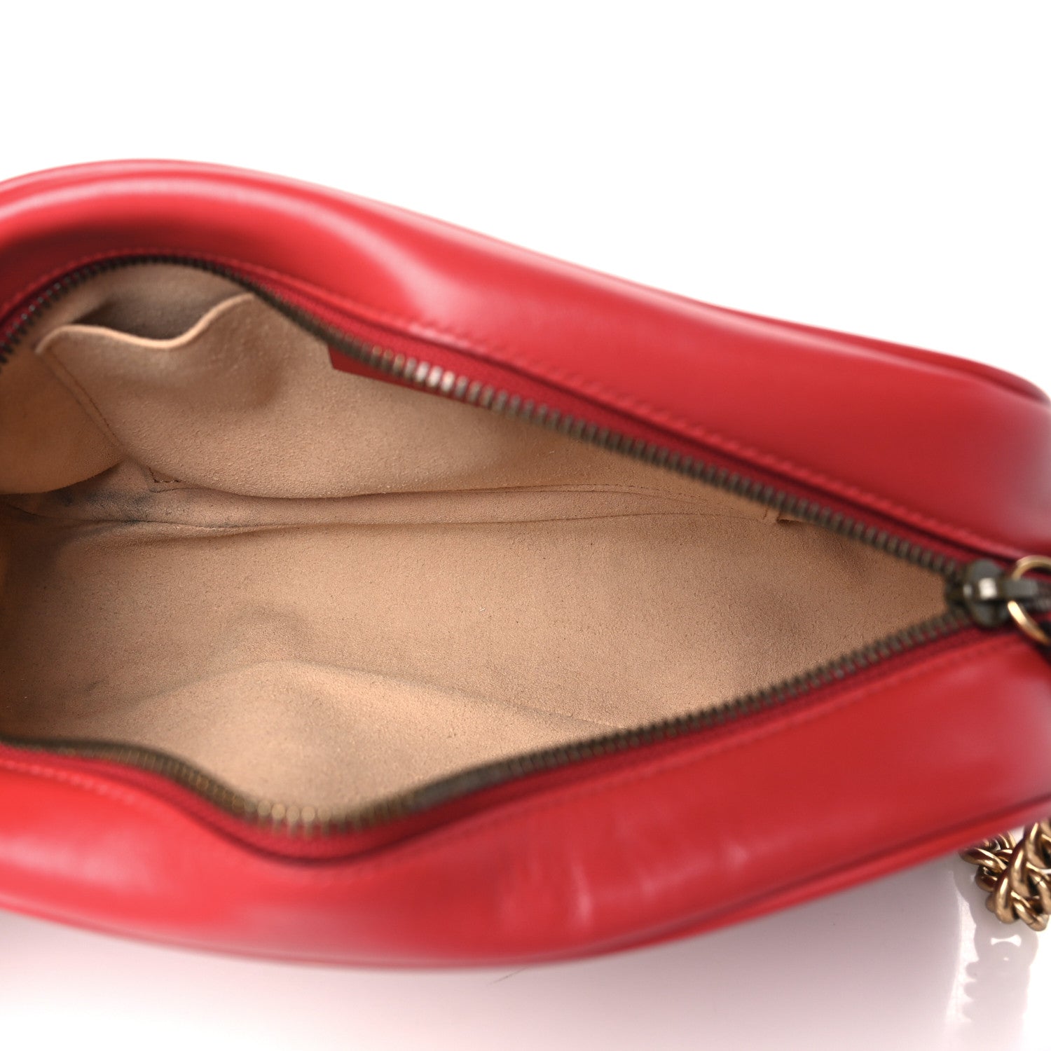 Gucci Calfskin Matelasse Small GG Marmont Chain Shoulder Bag Hibiscus Red 5 of 12