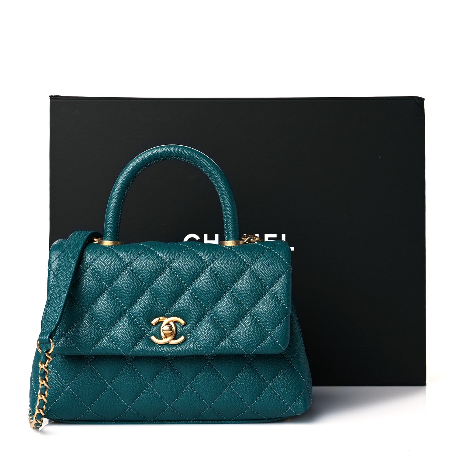Chanel Caviar Quilted Mini Coco Handle Flap Green 11 of 11
