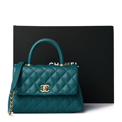 Chanel Caviar Quilted Mini Coco Handle Flap Green 11 of 11