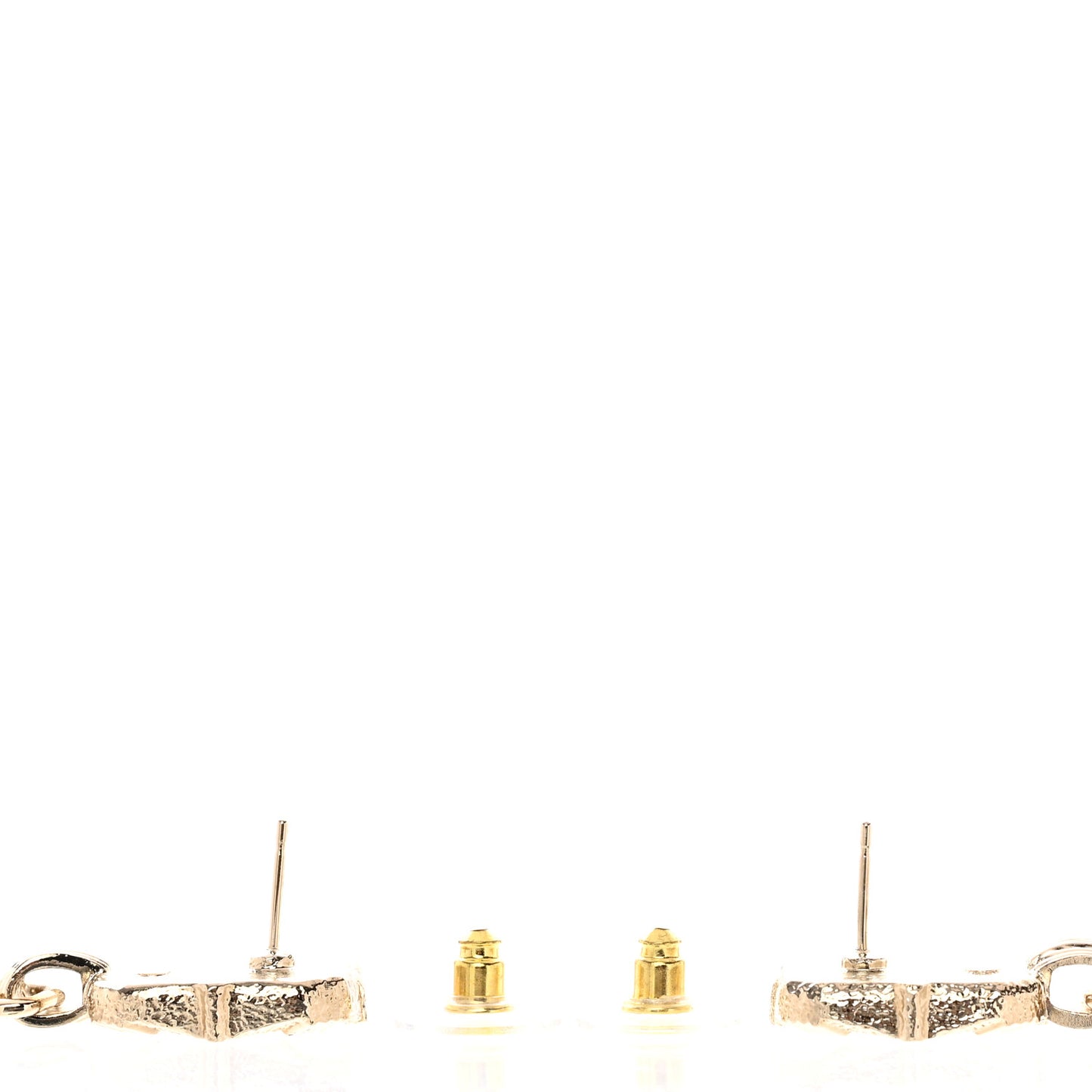 Resin Crystal Quilted CC Drop Earrings Black Gold