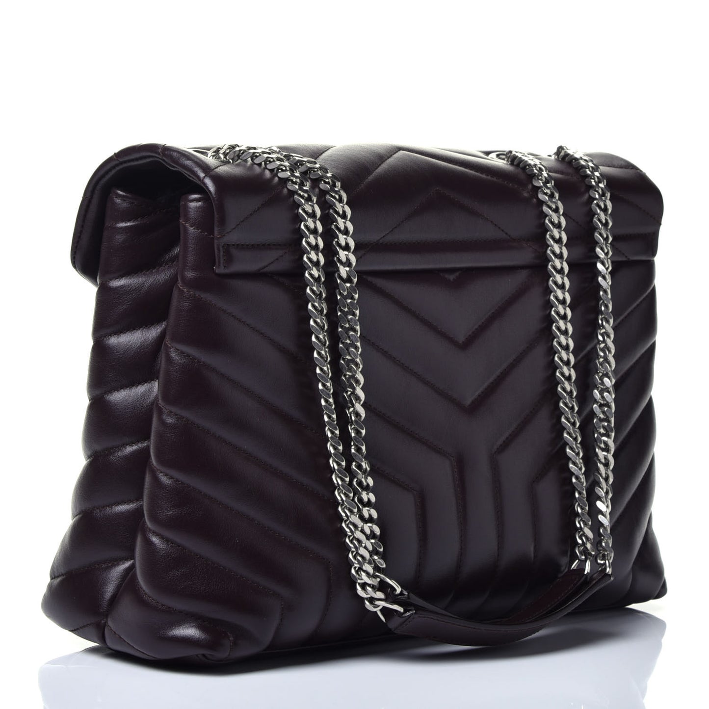 Calfskin Y Quilted Monogram Medium Loulou Chain Satchel Amaranto
