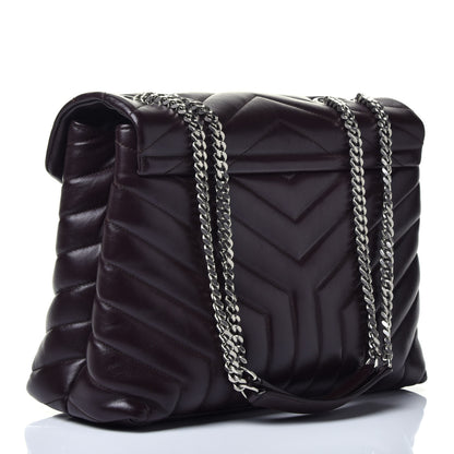 Saint Laurent Calfskin Y Quilted Monogram Medium Loulou Chain Satchel Amaranto 3 of 9