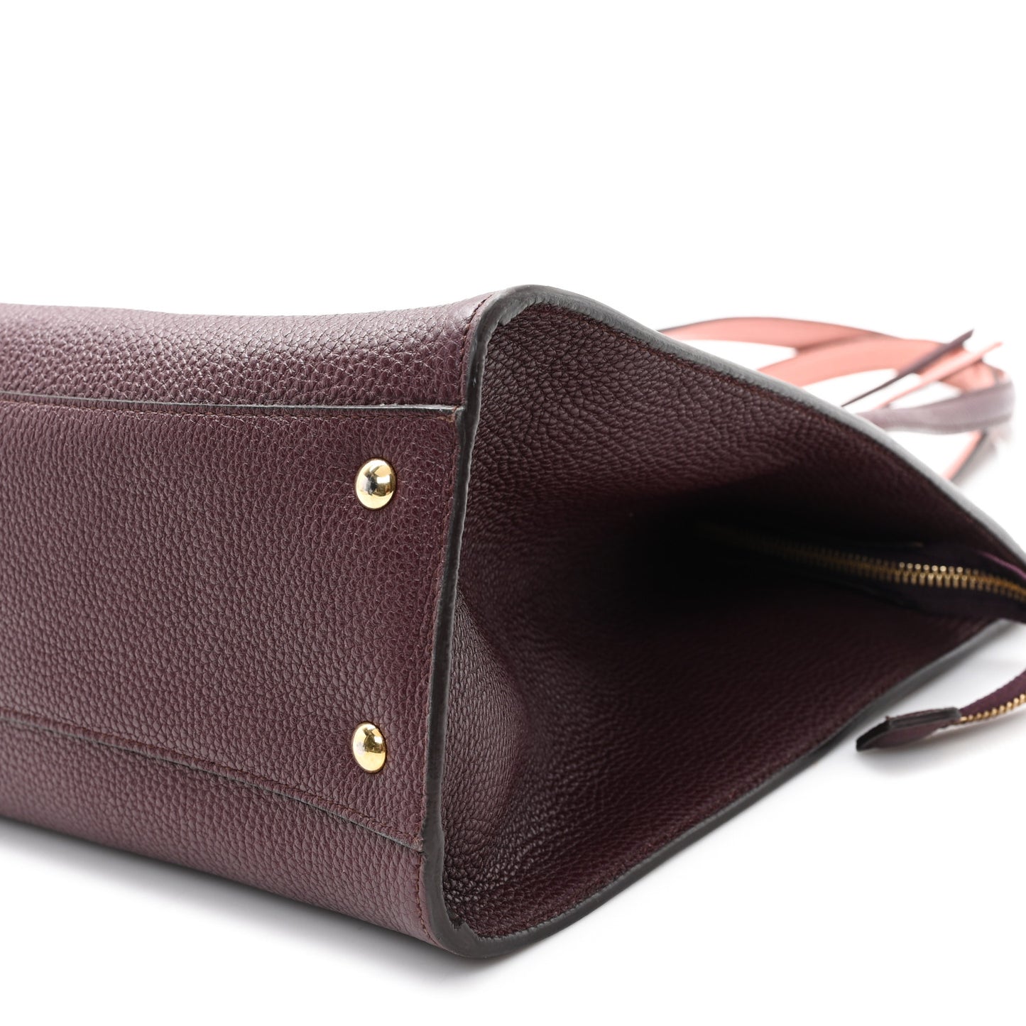 Hammered Calfskin Double Handle Medium Amy Tote Burgundy