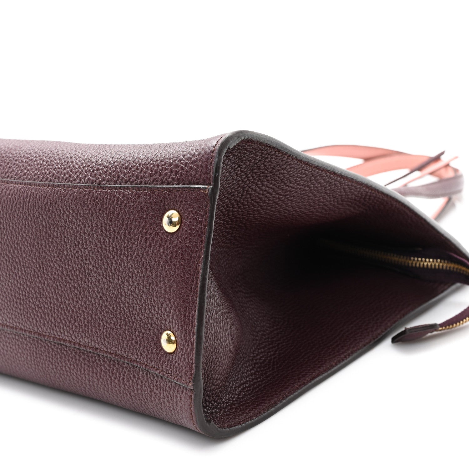 Salvatore Ferragamo Hammered Calfskin Double Handle Medium Amy Tote Burgundy 10 of 11