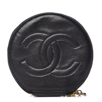 Chanel Lambskin Round Jewelry Travel Case Black 1 of 8
