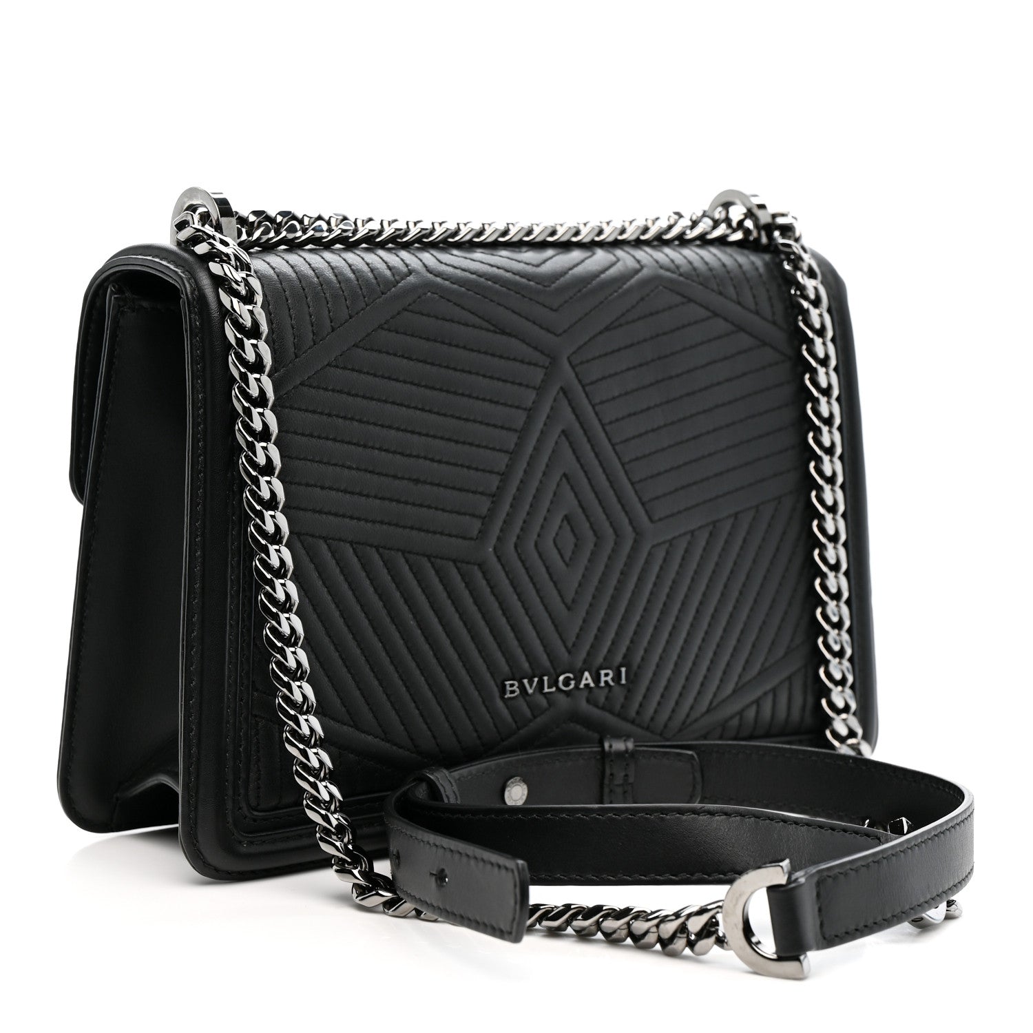 Bulgari Quilted Nappa Smooth Calfskin Serpenti Forever Diamond Blast Shoulder Bag Black 4 of 10