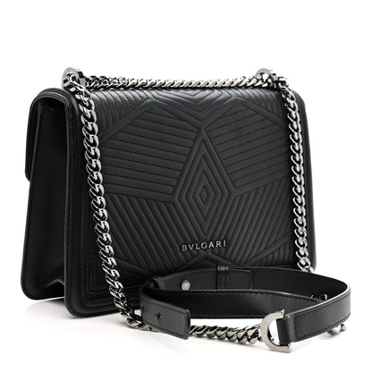 Bulgari Quilted Nappa Smooth Calfskin Serpenti Forever Diamond Blast Shoulder Bag Black 4 of 10