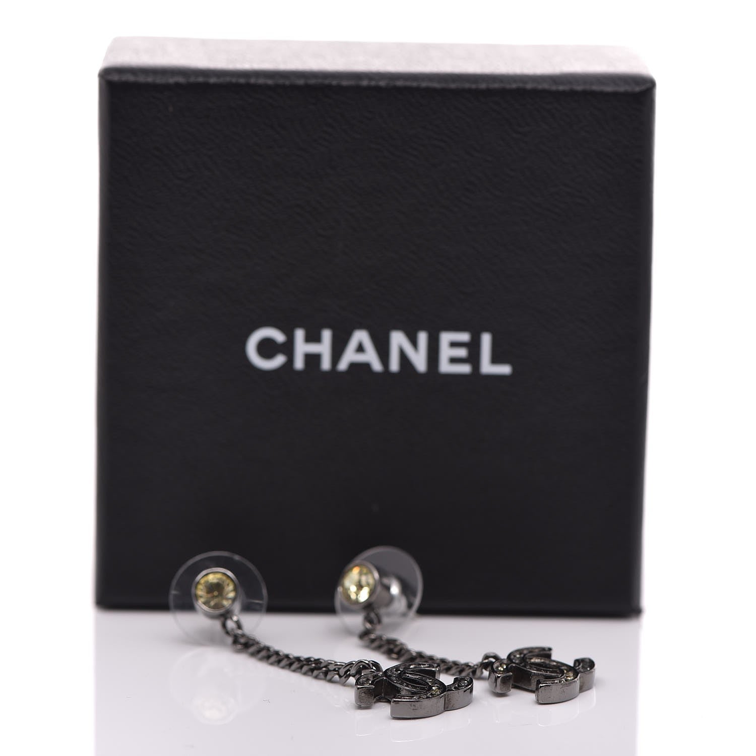 Chanel Crystal CC Drop Earrings Ruthenium 5 of 5