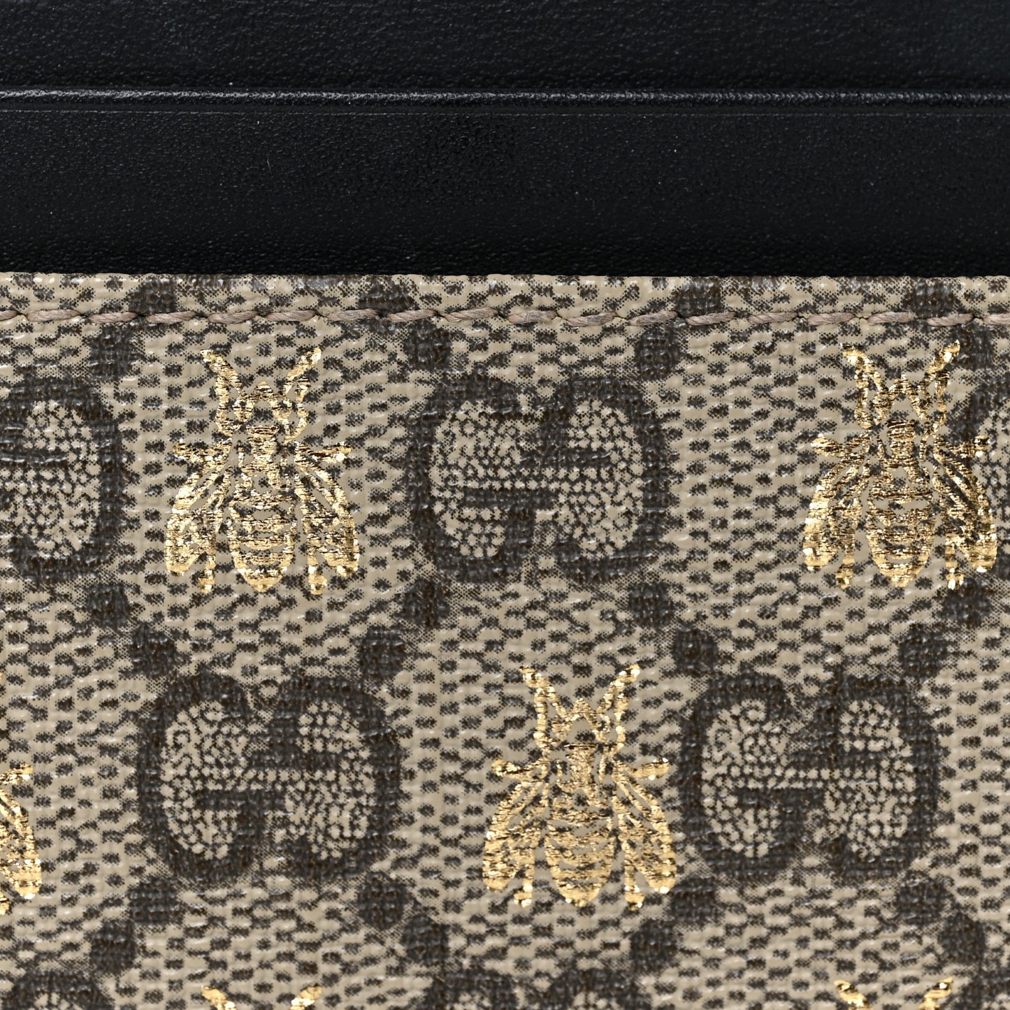 GG Supreme Monogram Bees Card Holder Black