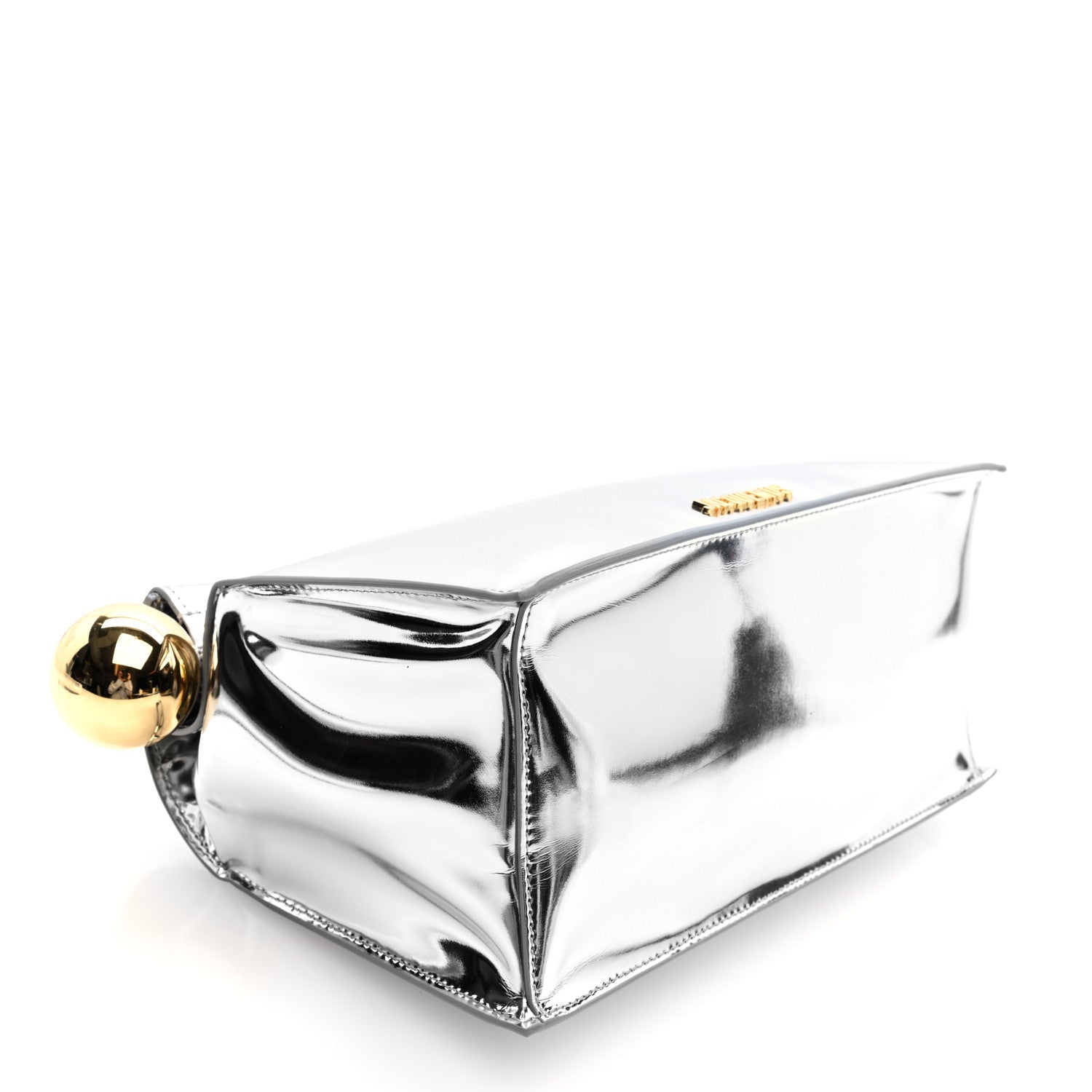 Jacquemus Metallic Patent Calfskin La Pochette Rond Carre Silver 4 of 8