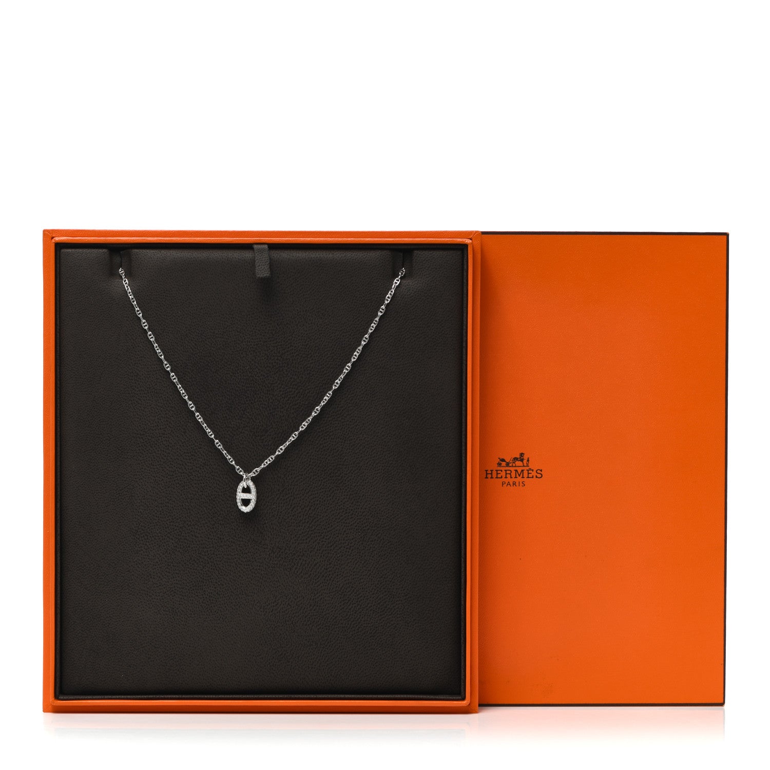 Hermes 18K White Gold Diamond New Farandole Pendant Necklace 5 of 5