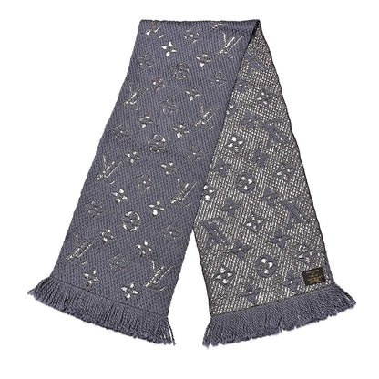 Louis Vuitton Wool Silk Logomania Scarf Gris 3 of 5