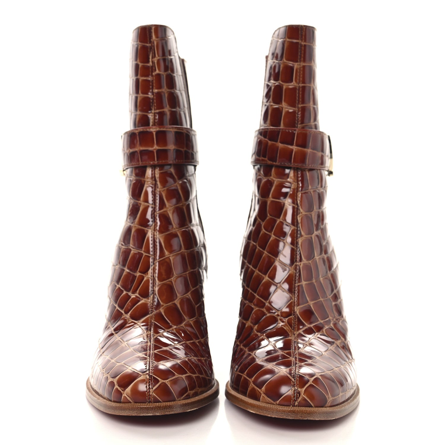 Christian Louboutin Calfskin Alligator Embossed CL Chelsea 70 Booty 41 Acajou 3 of 9