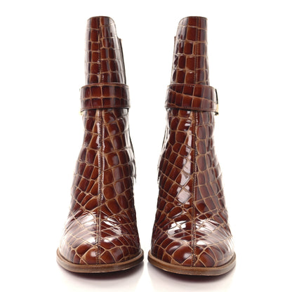 Christian Louboutin Calfskin Alligator Embossed CL Chelsea 70 Booty 41 Acajou 3 of 9