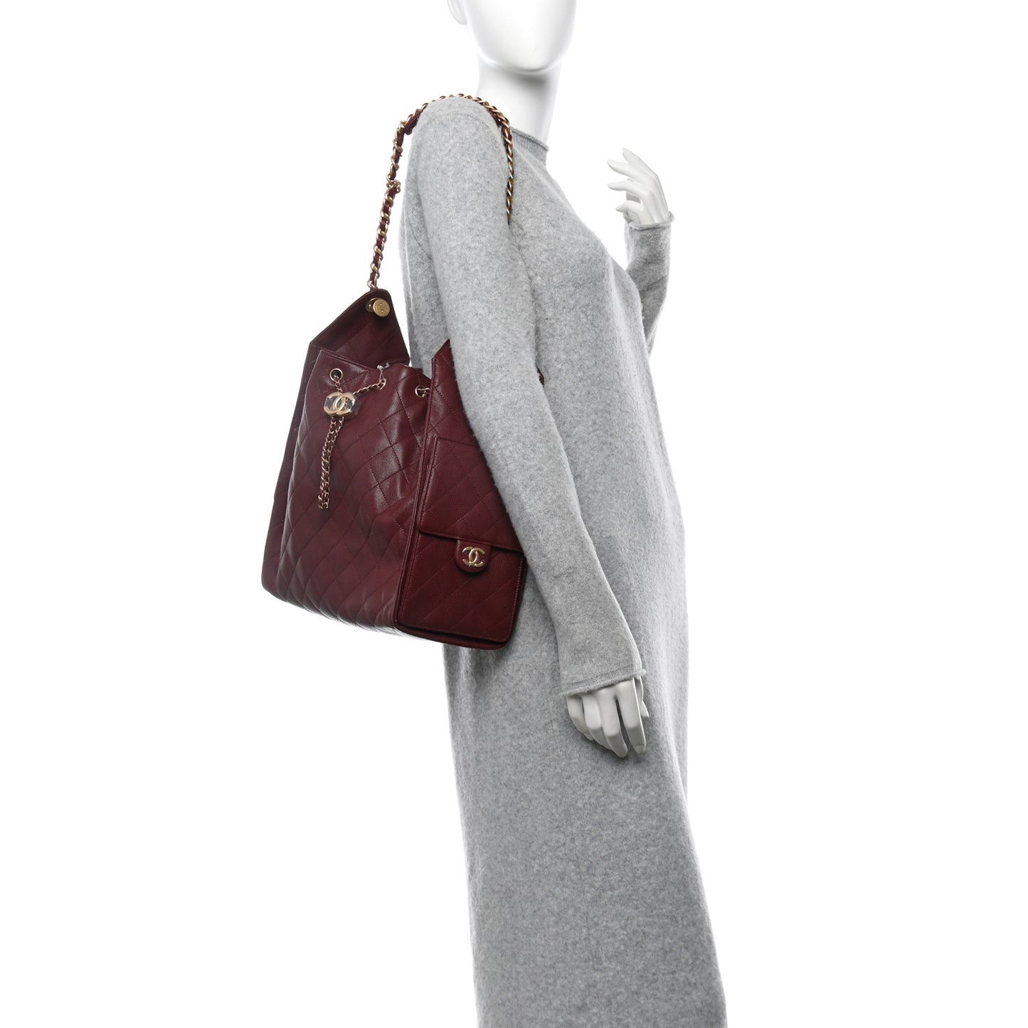 Caviar Quilted Medium Chanel 25 Handbag Burgundy