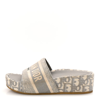 Christian Dior Oblique D-Way Platform Sandals 38 Grey Stone 1 of 10