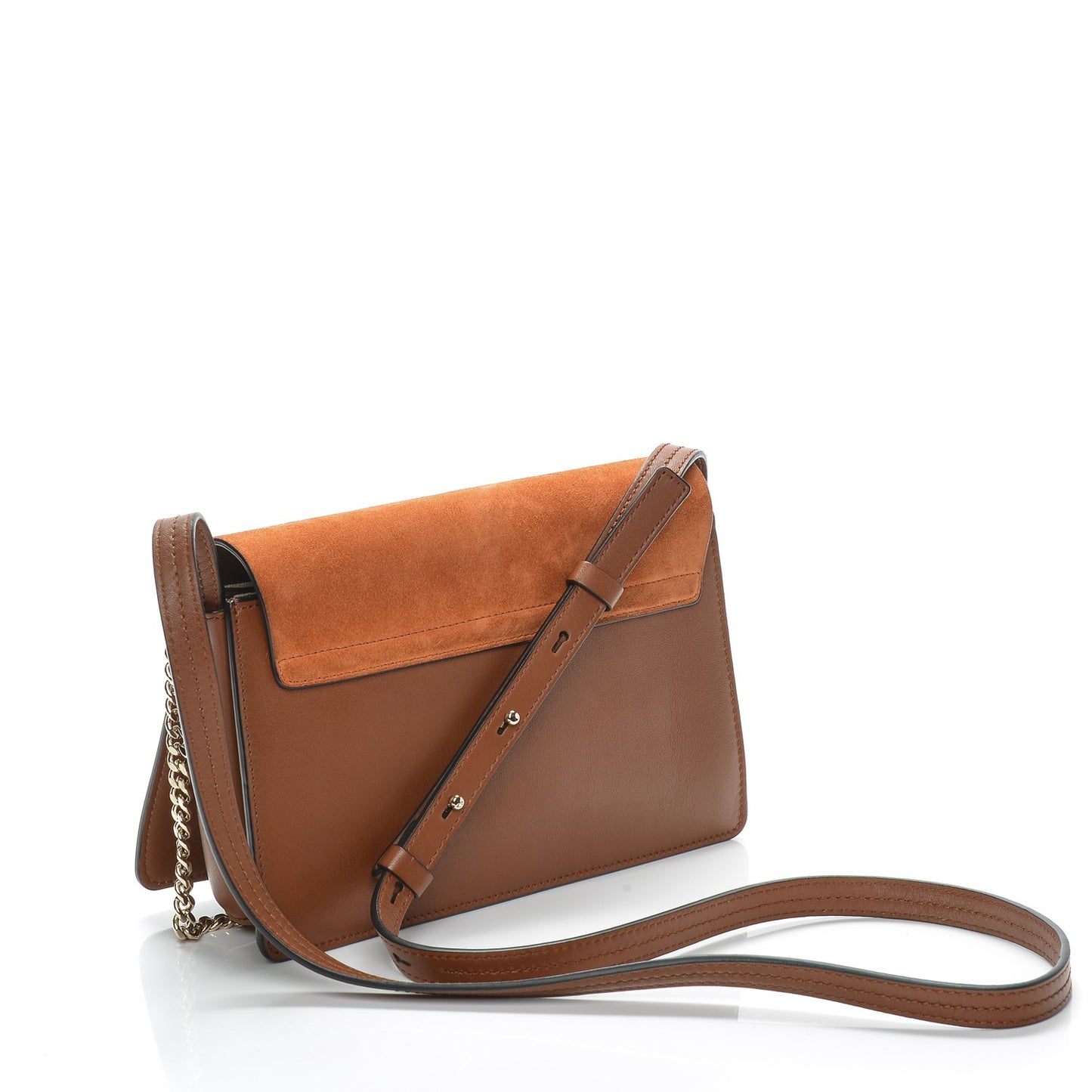 Suede Calfskin Small Faye Shoulder Bag Tobacco