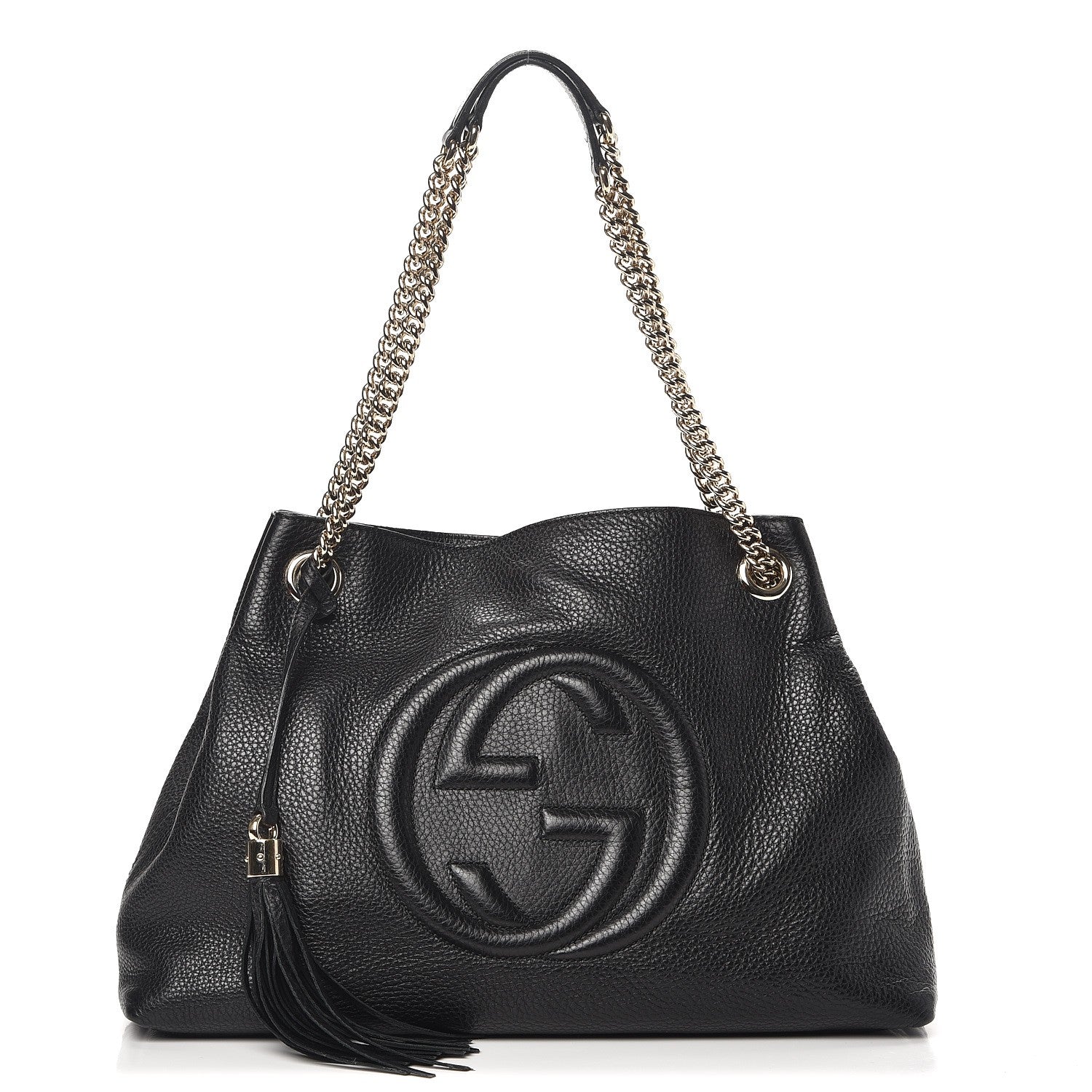 Gucci Pebbled Calfskin Medium Soho Chain Shoulder Bag Black 1 of 9