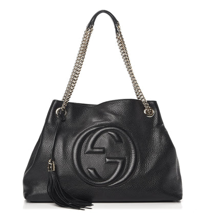 Gucci Pebbled Calfskin Medium Soho Chain Shoulder Bag Black 1 of 9