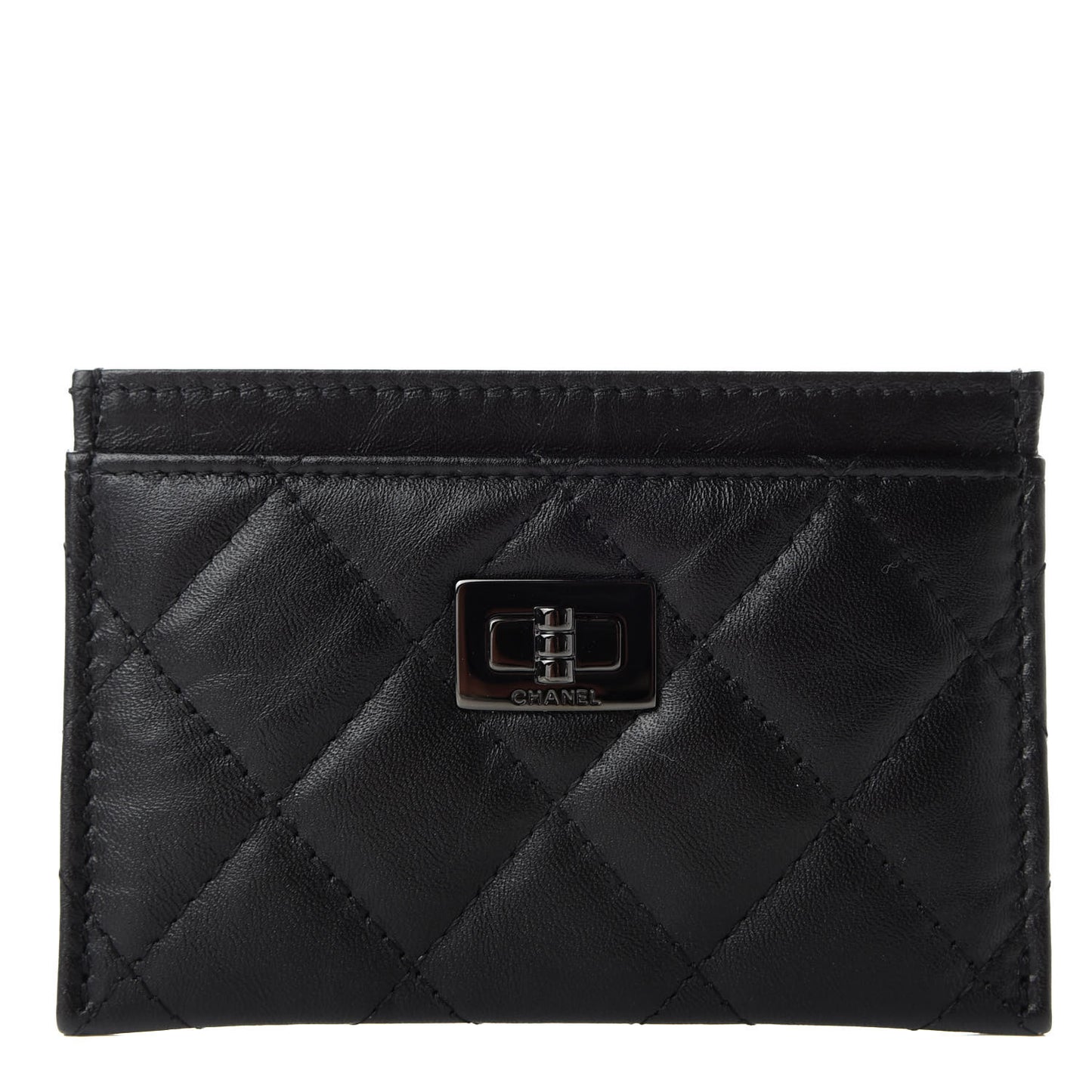 Aged Calfskin Quilted Reissue Card Holder So Black
