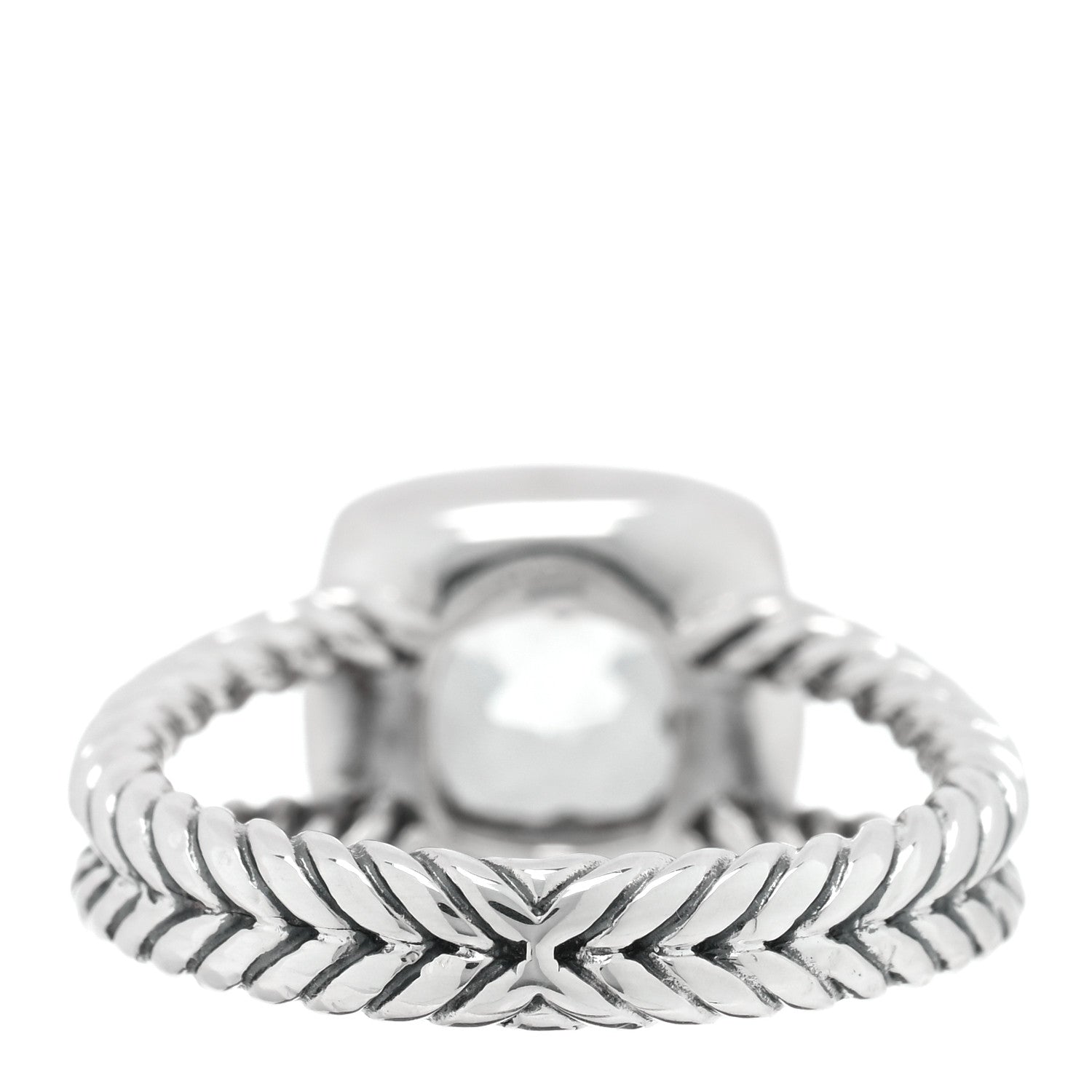 David Yurman Sterling Silver Diamond Prasiolite 7mm Petite Albion Ring 52 6 3 of 4