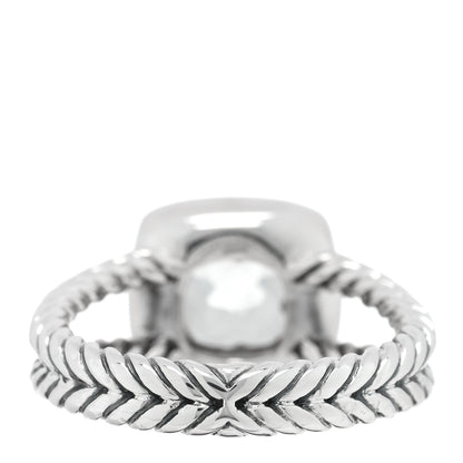 David Yurman Sterling Silver Diamond Prasiolite 7mm Petite Albion Ring 52 6 3 of 4