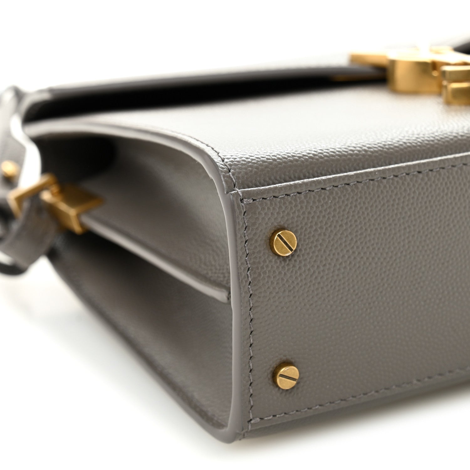 Saint Laurent Grain de Poudre Mini Classic Monogram Cassandra Top Handle Pebble 8 of 9