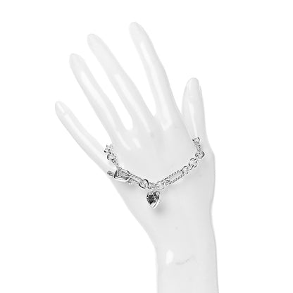 David Yurman Sterling Silver Diamond Cable Heart Charm Bracelet 2 of 6