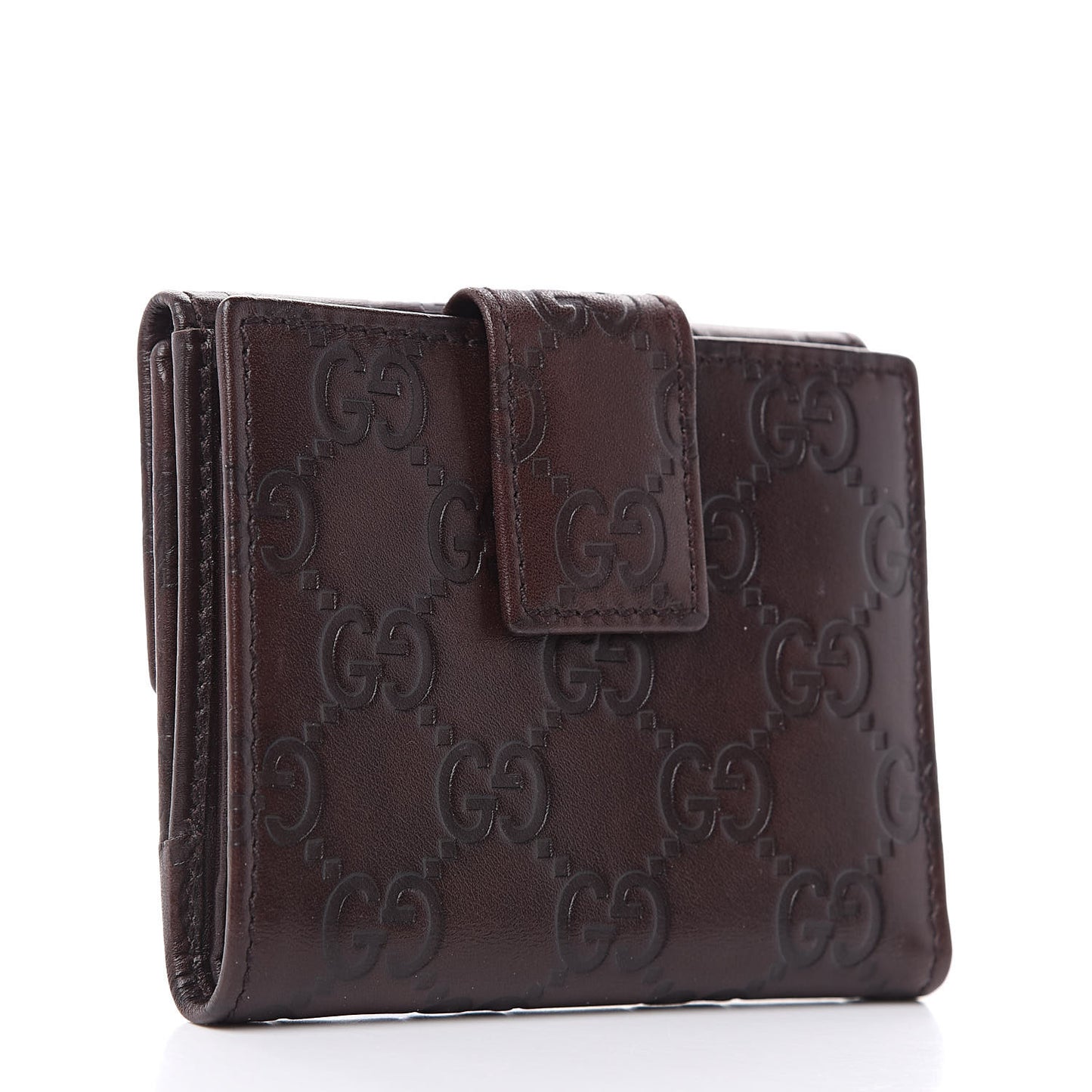 Guccissima Metal Bar French Flap Wallet Dark Chocolate