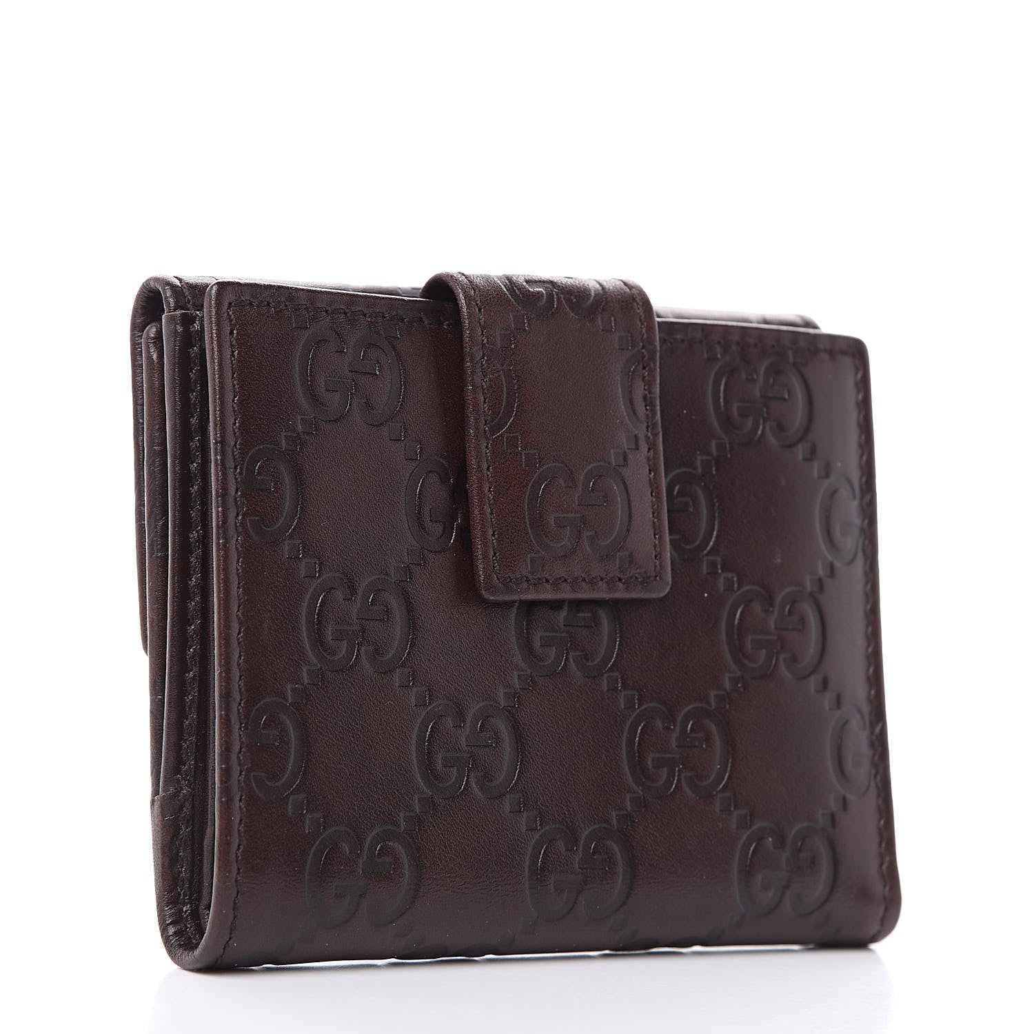 Gucci Guccissima Metal Bar French Flap Wallet Dark Chocolate 3 of 7