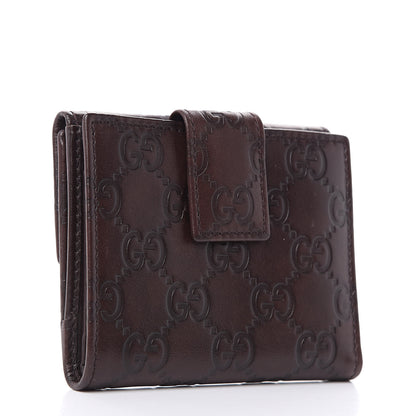 Gucci Guccissima Metal Bar French Flap Wallet Dark Chocolate 3 of 7