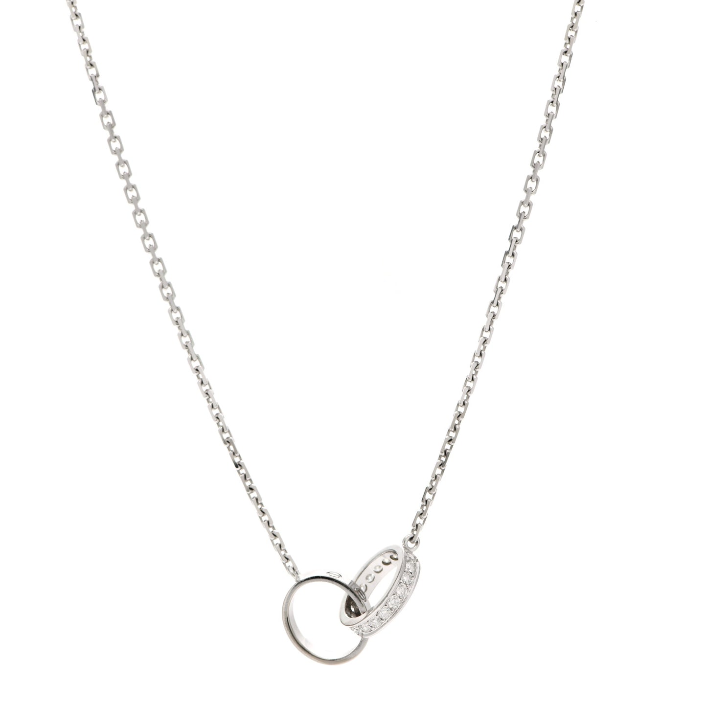 18K White Gold Diamond Interlocking LOVE Necklace