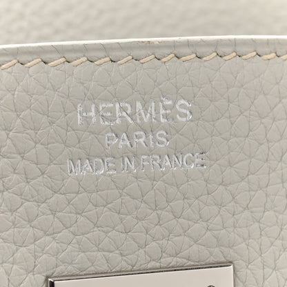 Hermes Taurillon Clemence Lizard Club Birkin 35 Blanc Gris Perle Sanguine 6 of 16