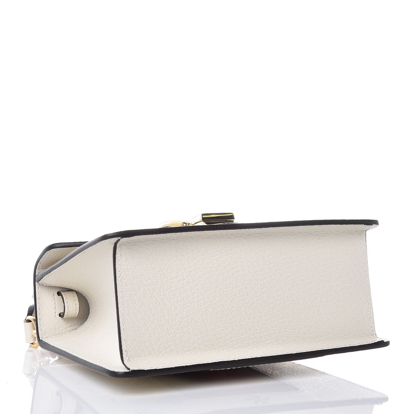 Textured Calfskin Bee Star Print Mini Sylvie Top Handle Bag Mystic White