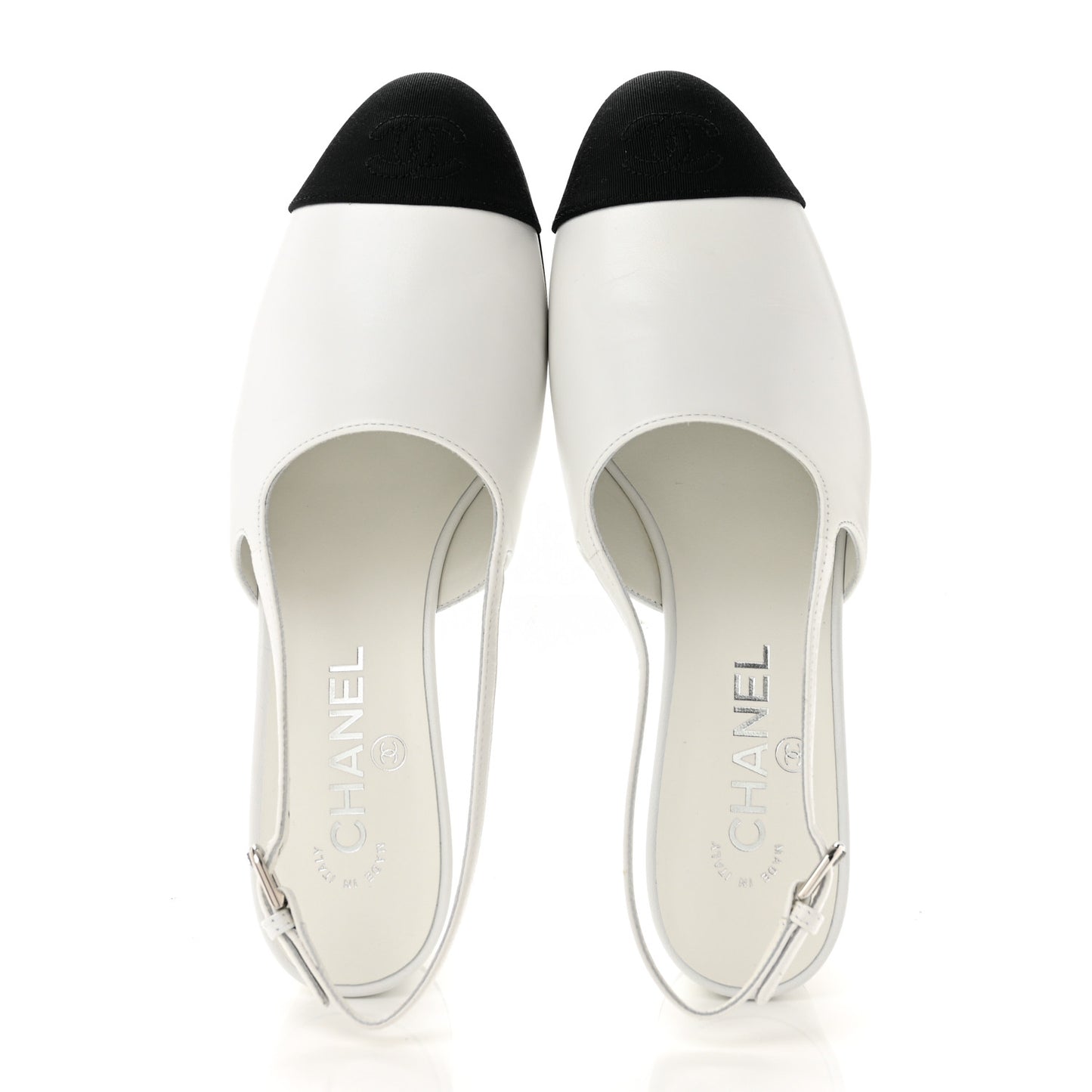 Goatskin Grosgrain Cap Toe CC Slingback Pumps 39 Black