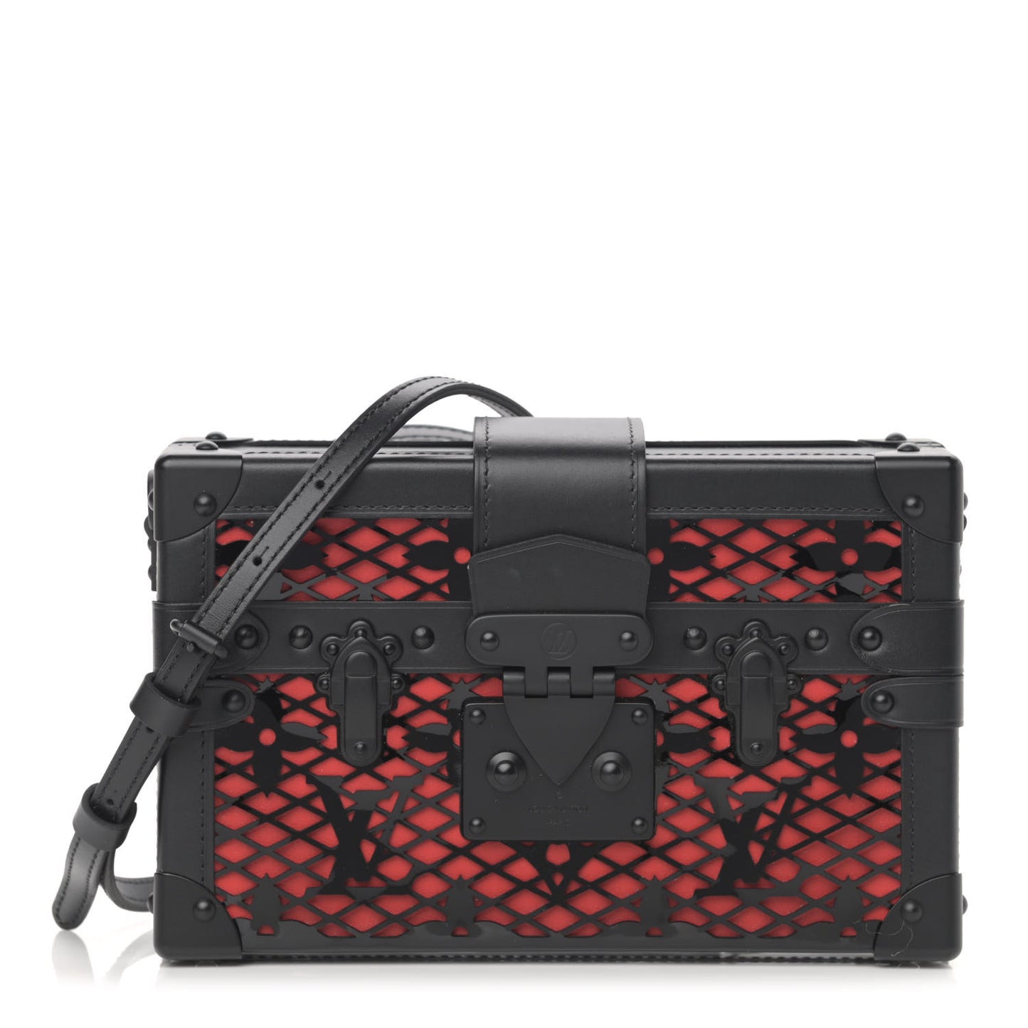 Patent Monogram Petite Malle Black Red