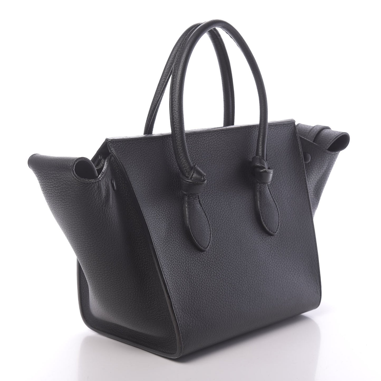 Crisped Calfskin Mini Tie Knot Tote Black
