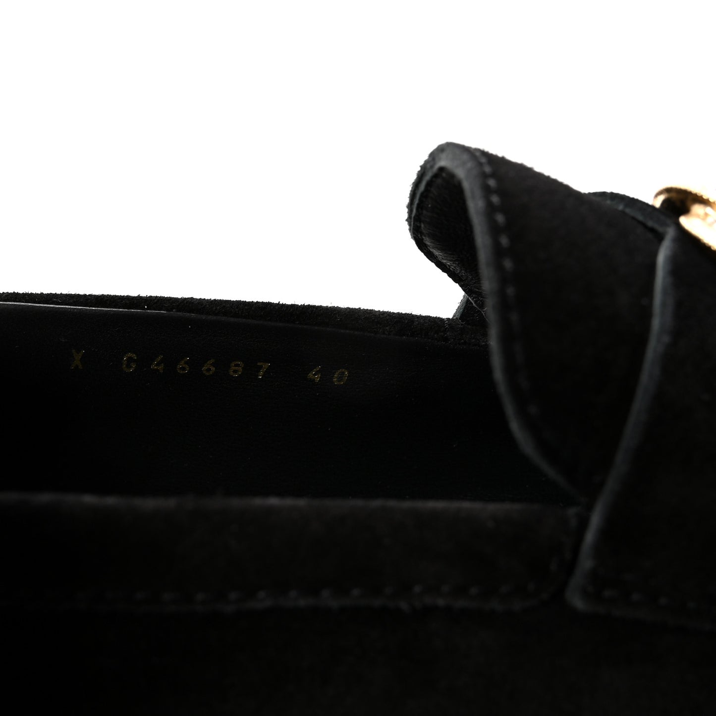 Suede Calfskin Pearl CC Moccasin Loafers 40 Black